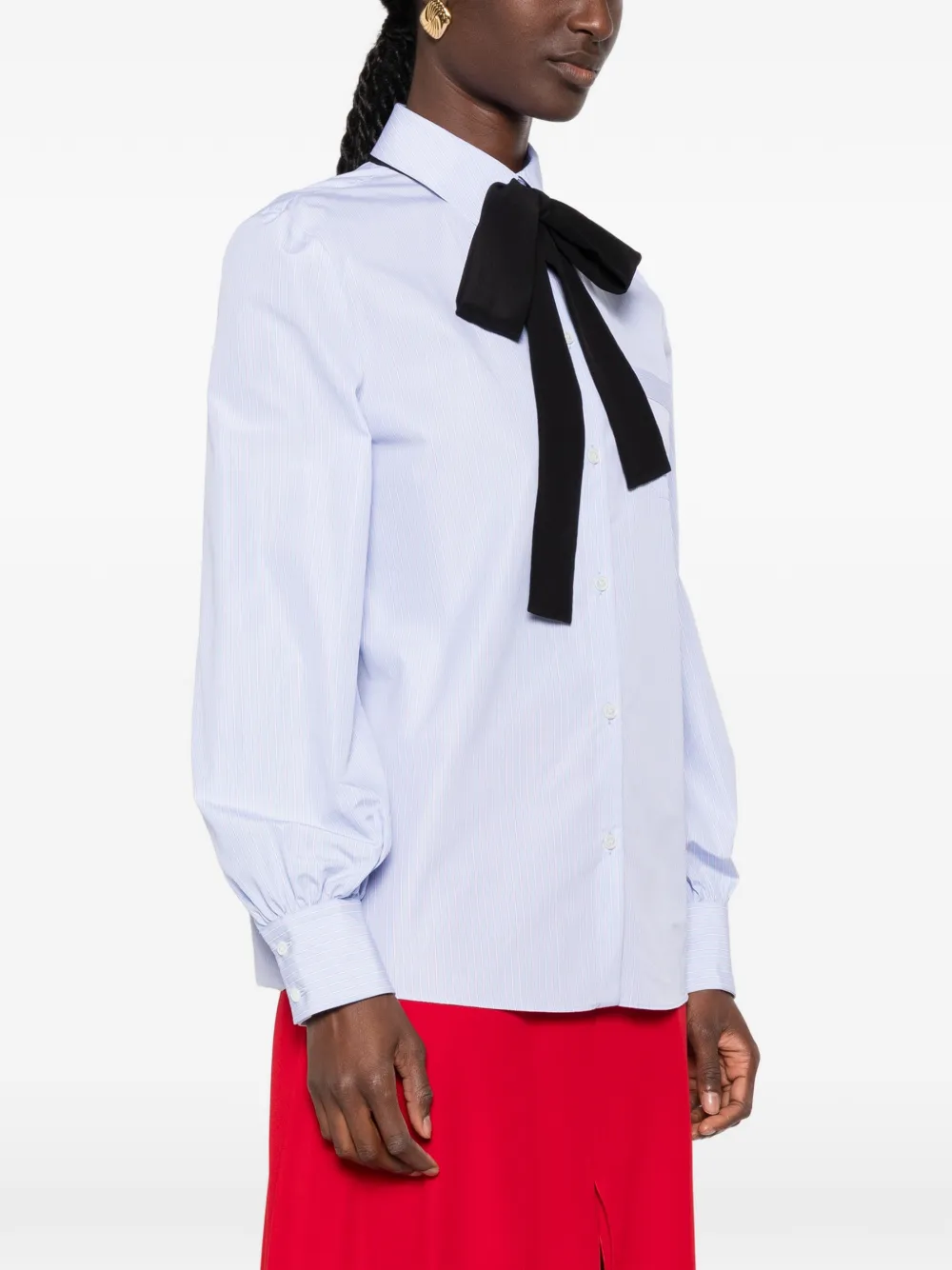 Valentino Garavani Gestreepte blouse met strik-detail Blauw