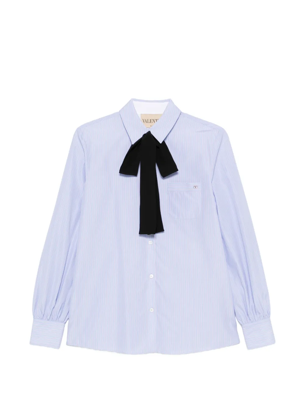 Valentino Garavani bow-detail pinstriped shirt - Blau