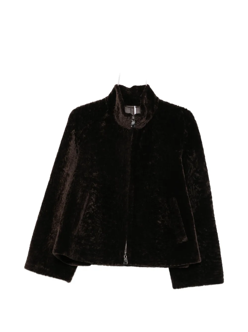 Manzoni 24 Zip-up Shearling Jacket In Burgundy