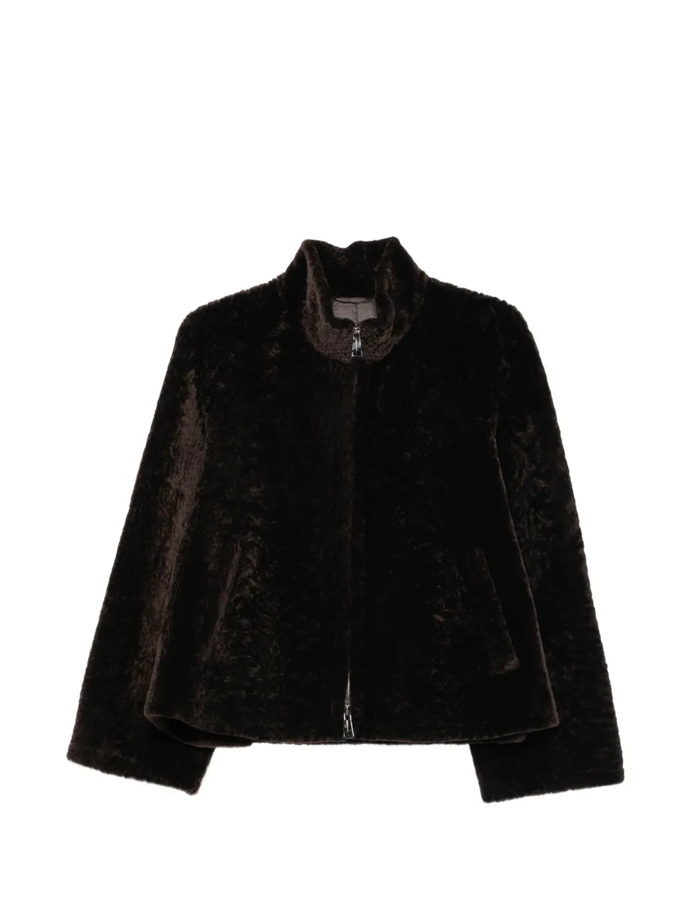 Manzoni 24 zip-up shearling jacket - Braun