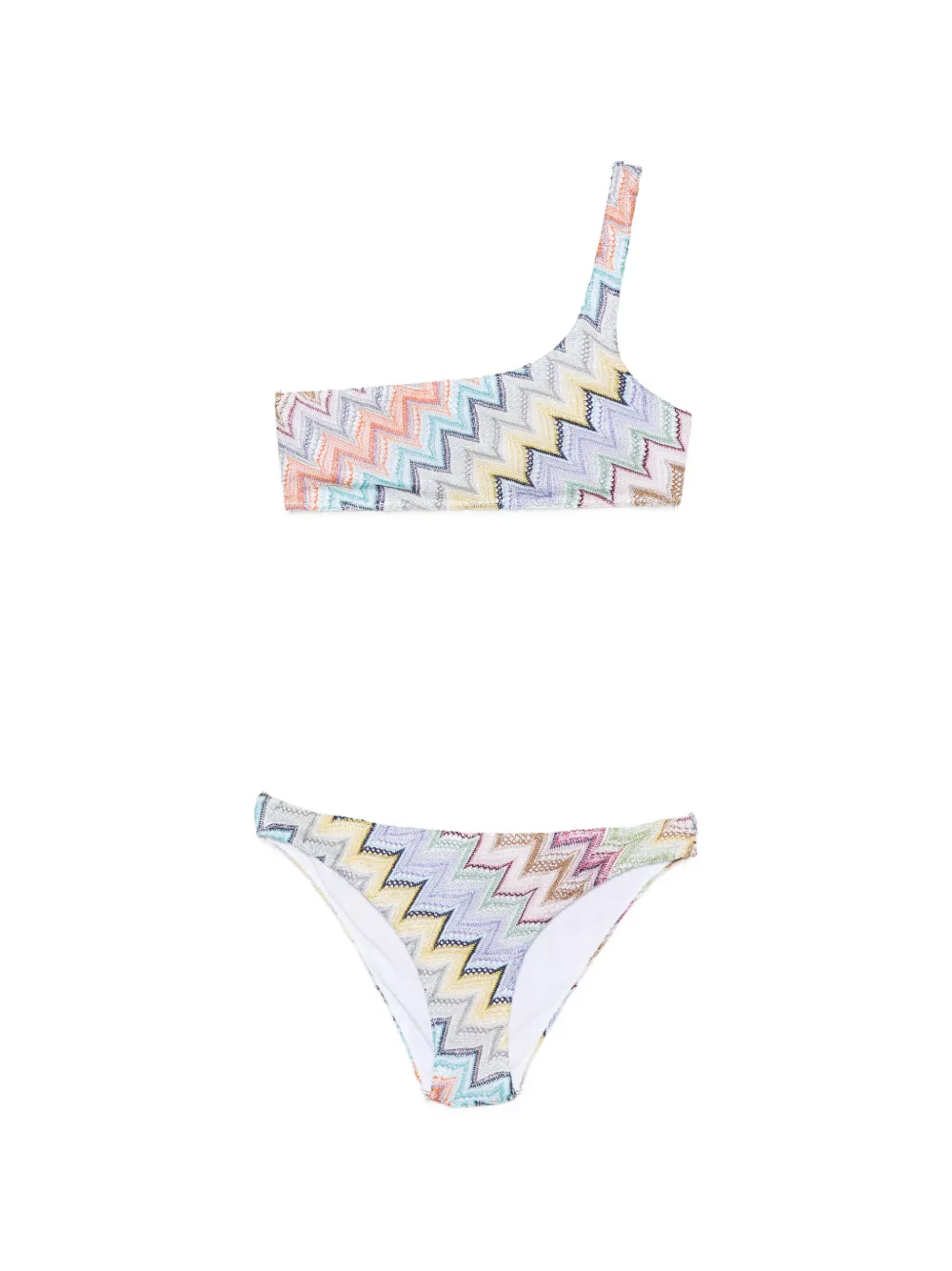Missoni Zigzag One-shoulder Bikini In Multi