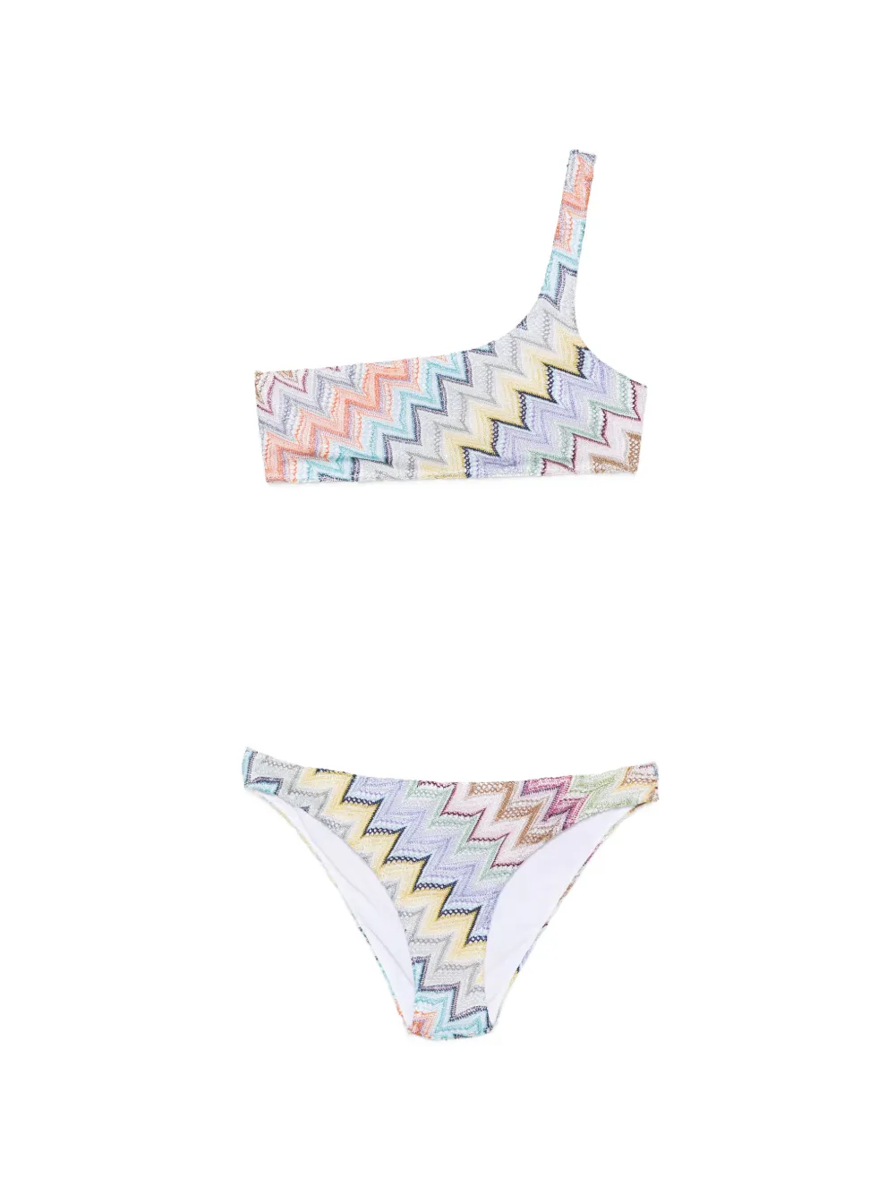 Missoni zigzag one-shoulder bikini - Bianco