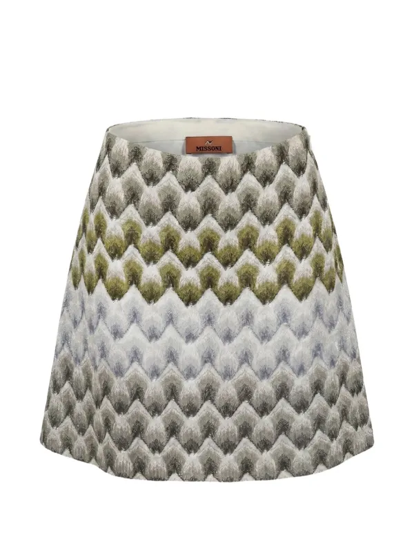 Missoni Zigzag-knit A-line Mini Skirt in Green