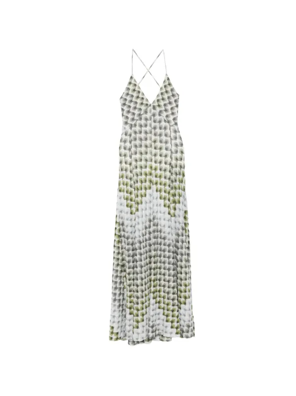 Missoni Long Lamé Dress with Crossed Straps in Green