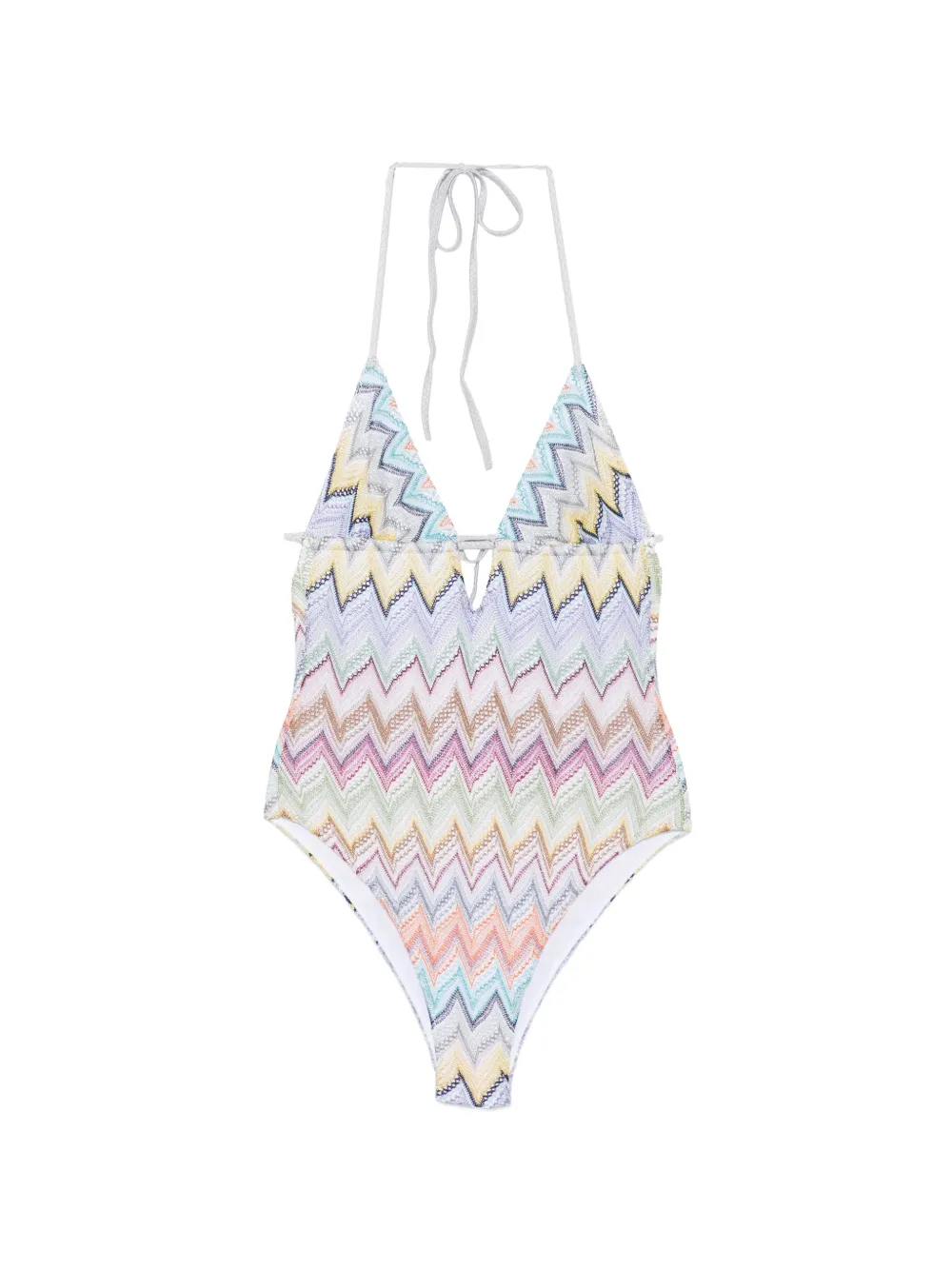 Missoni zigzag halterneck swimsuit - Bianco