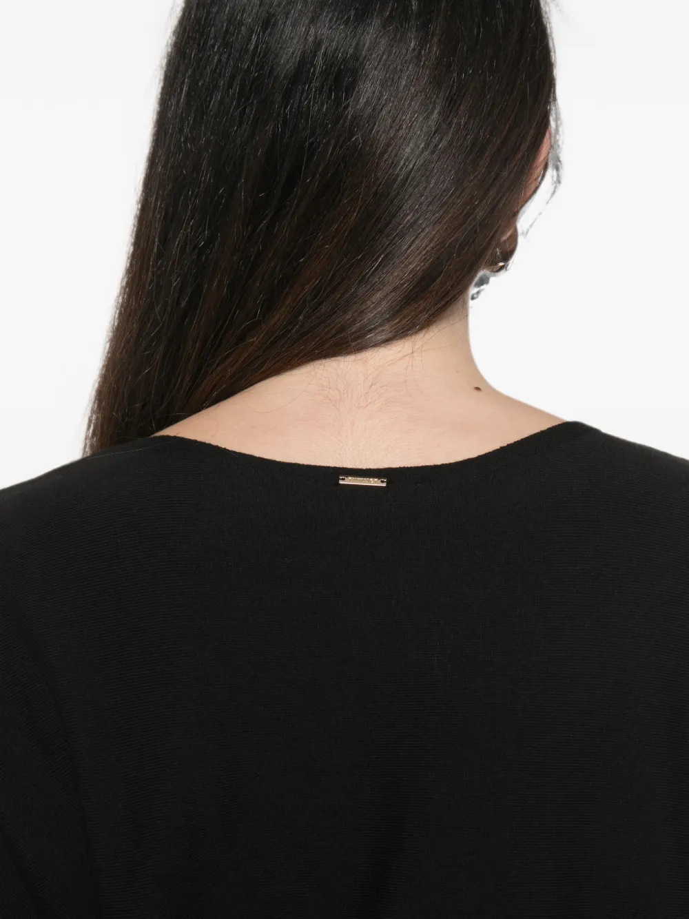 TWINSET Lange gebreide crêpe jurk met plooien Zwart