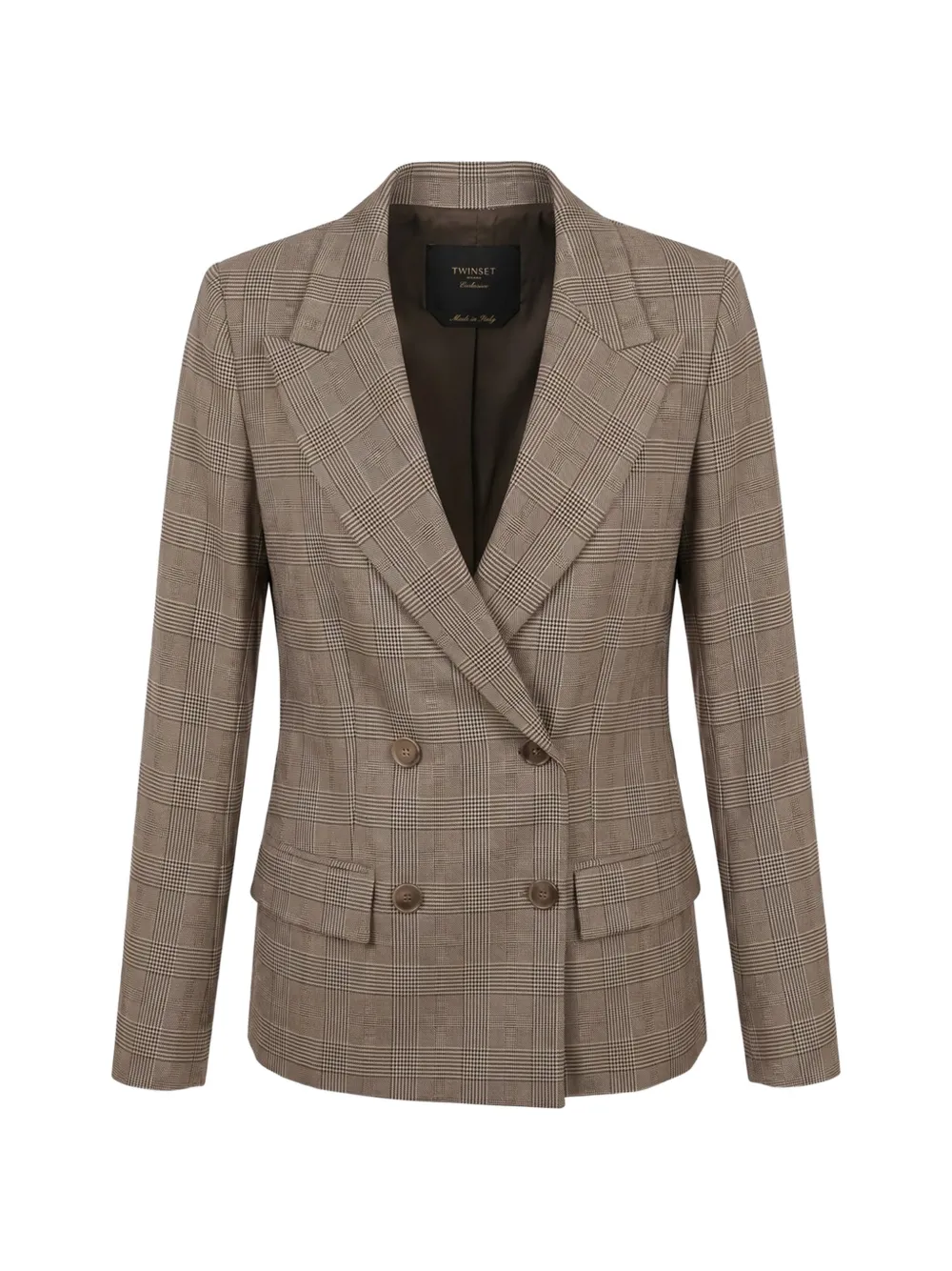 TWINSET double-breasted checked blazer - Toni neutri
