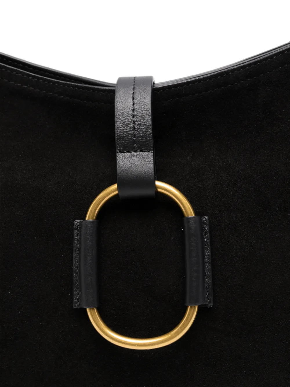 TWINSET Suède schoudertas met ring-detail Zwart