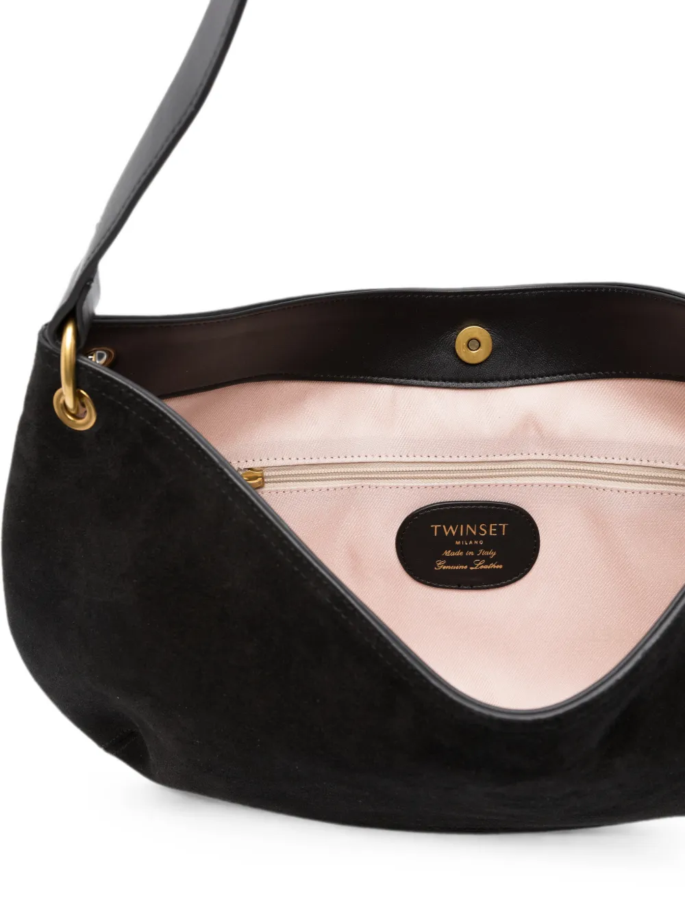 TWINSET Suède schoudertas met ring-detail Zwart