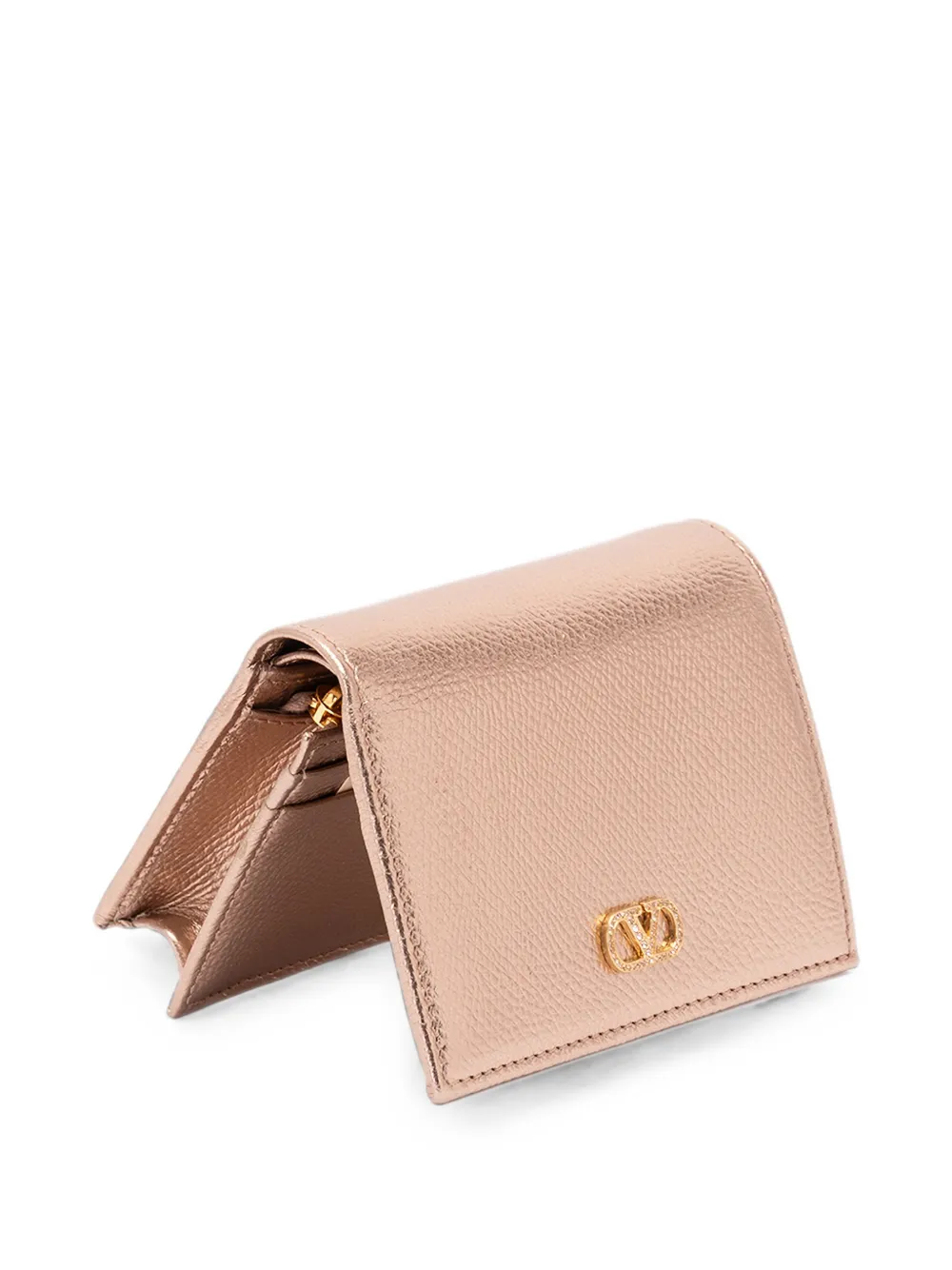 Valentino Garavani VLogo metallic leren portemonnee Roze