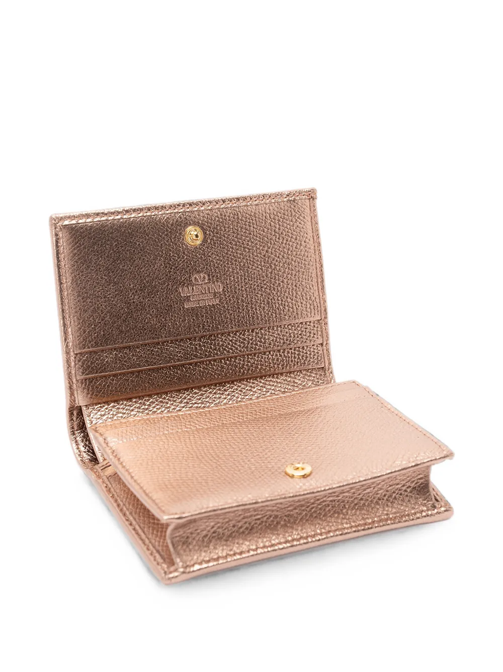 Valentino Garavani VLogo metallic leren portemonnee Roze