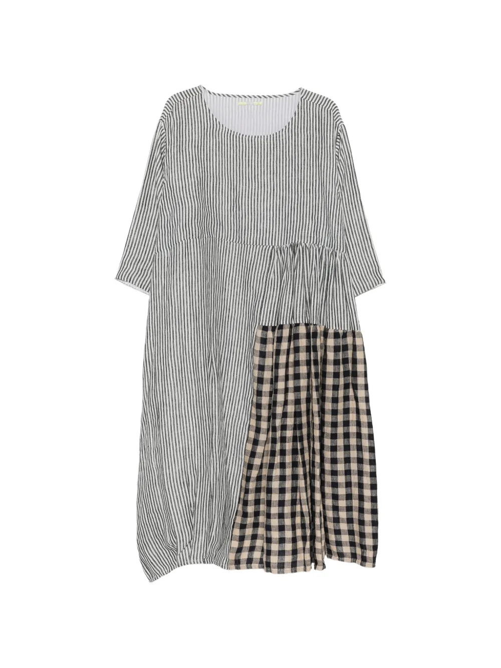 Aodress Gestreiftes Midikleid mit Vichy-Karo - Weiß