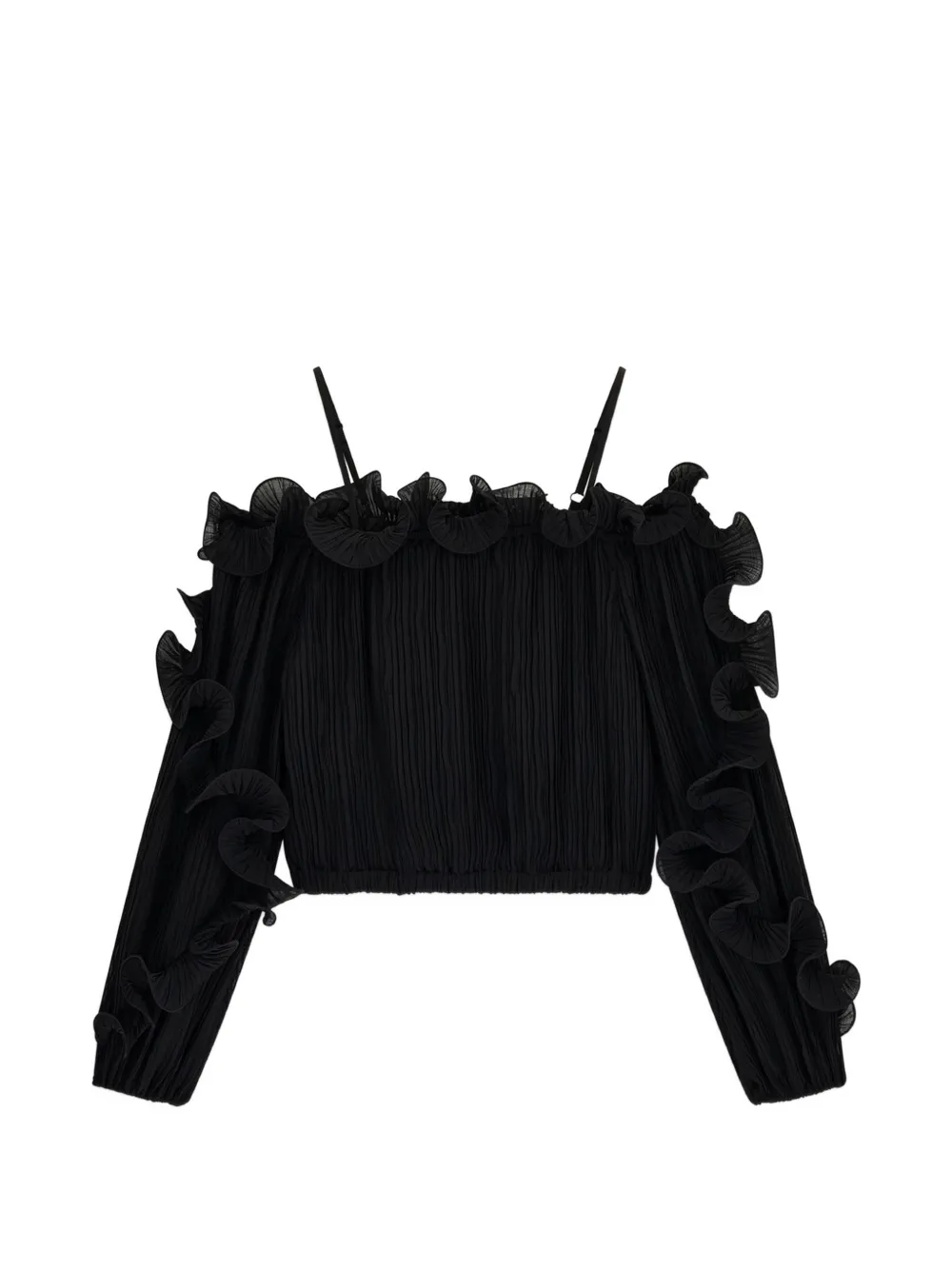 GUESS USA ruffled top Zwart
