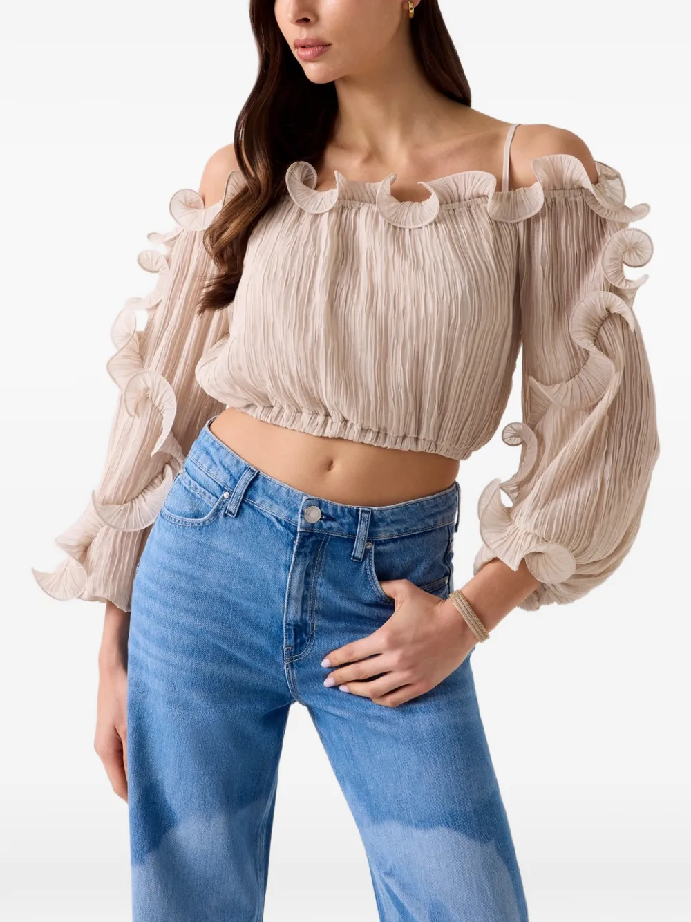 GUESS USA Chiffon ruffle top - Nude