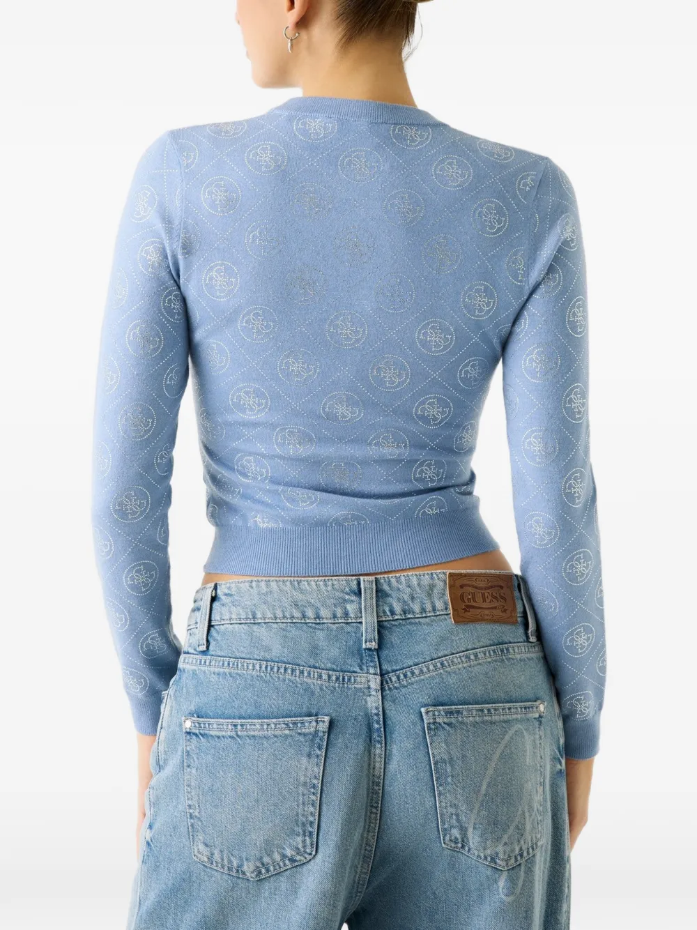 GUESS USA 4G rhinestones sweater Blauw
