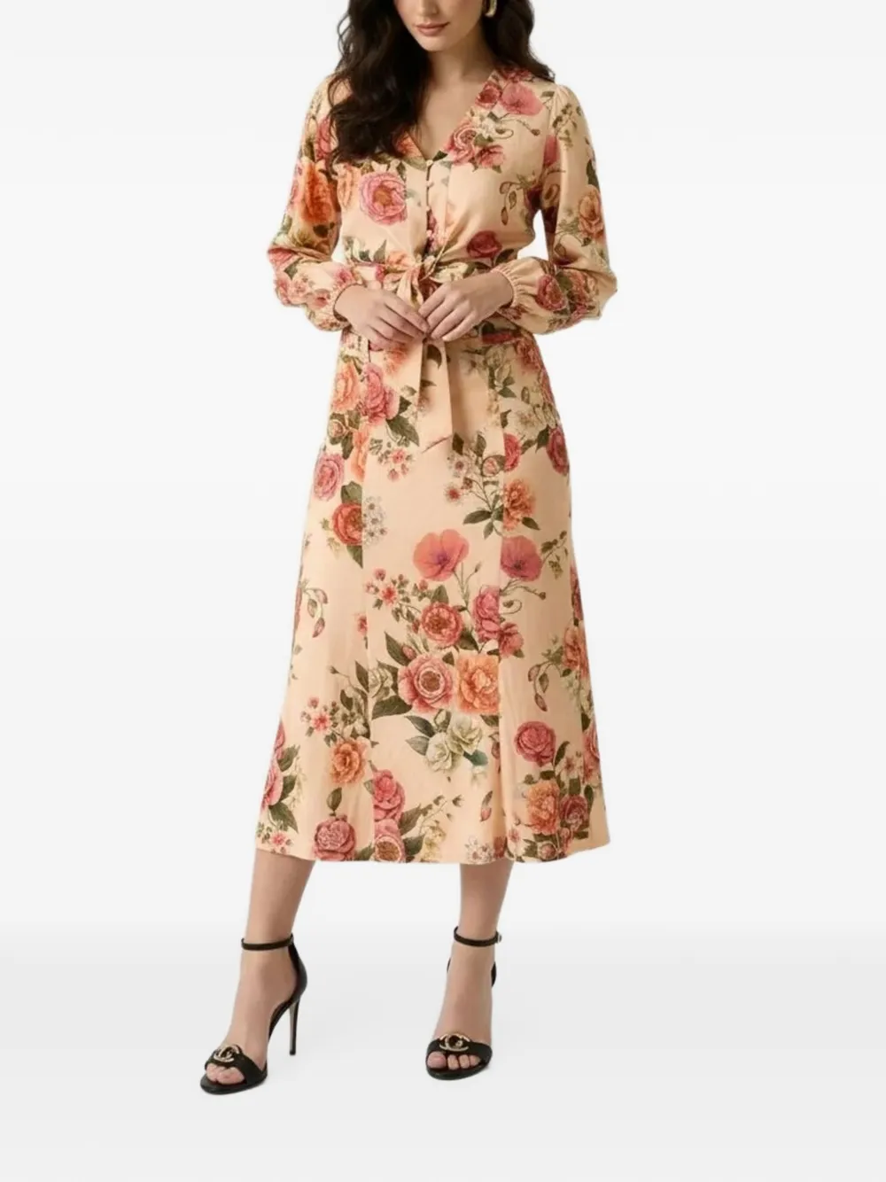 GUESS USA Ryan linen midi skirt Beige
