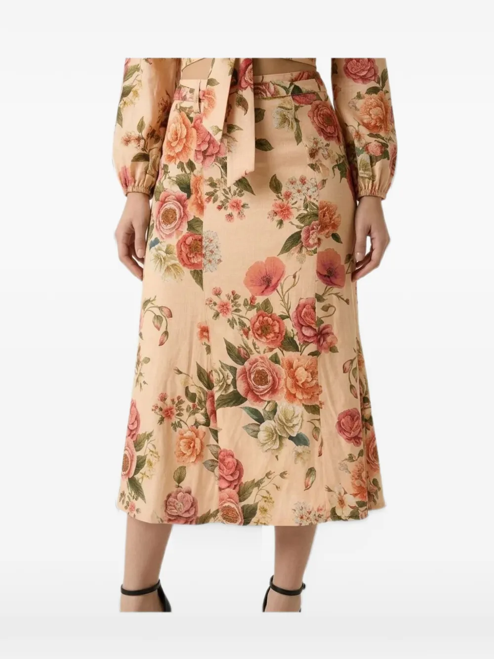 GUESS USA Ryan linen midi skirt Beige