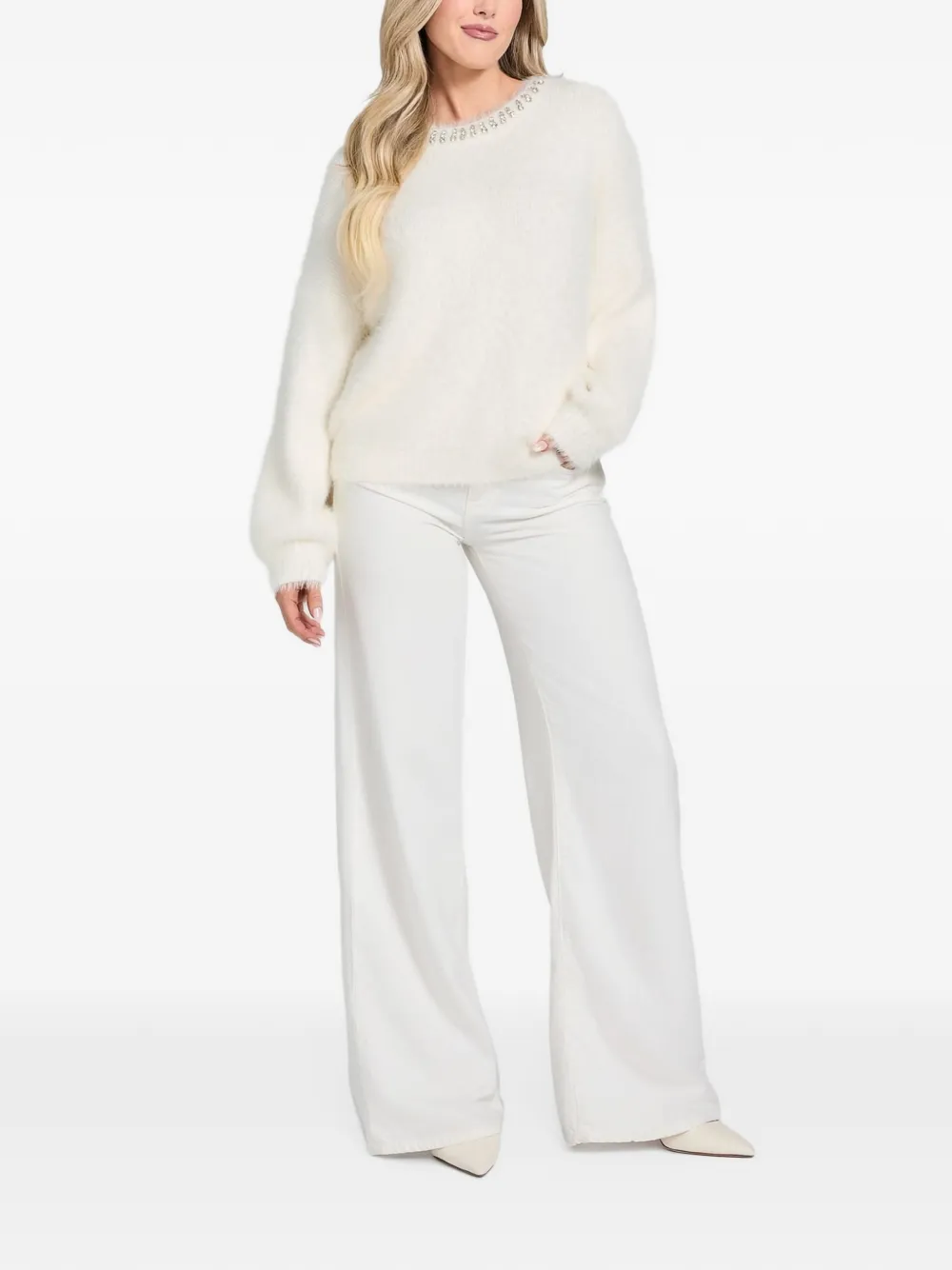 GUESS USA rhinestone-embellished Arisa sweater Beige