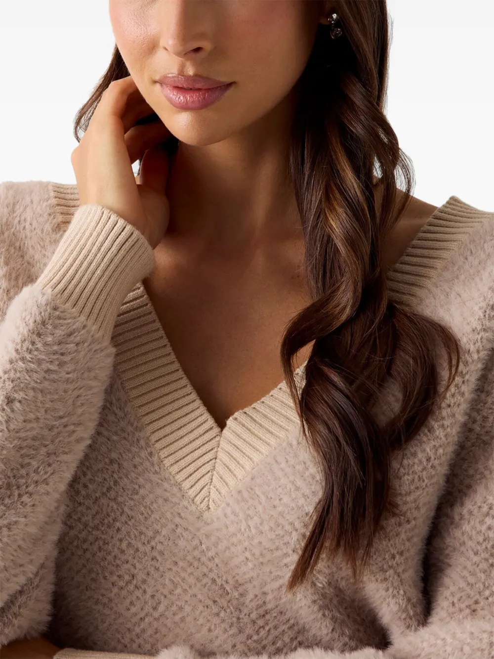 GUESS USA oversized fuzzy sweater Beige