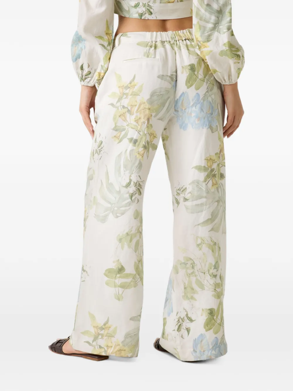 GUESS USA linen-blend printed pants Groen