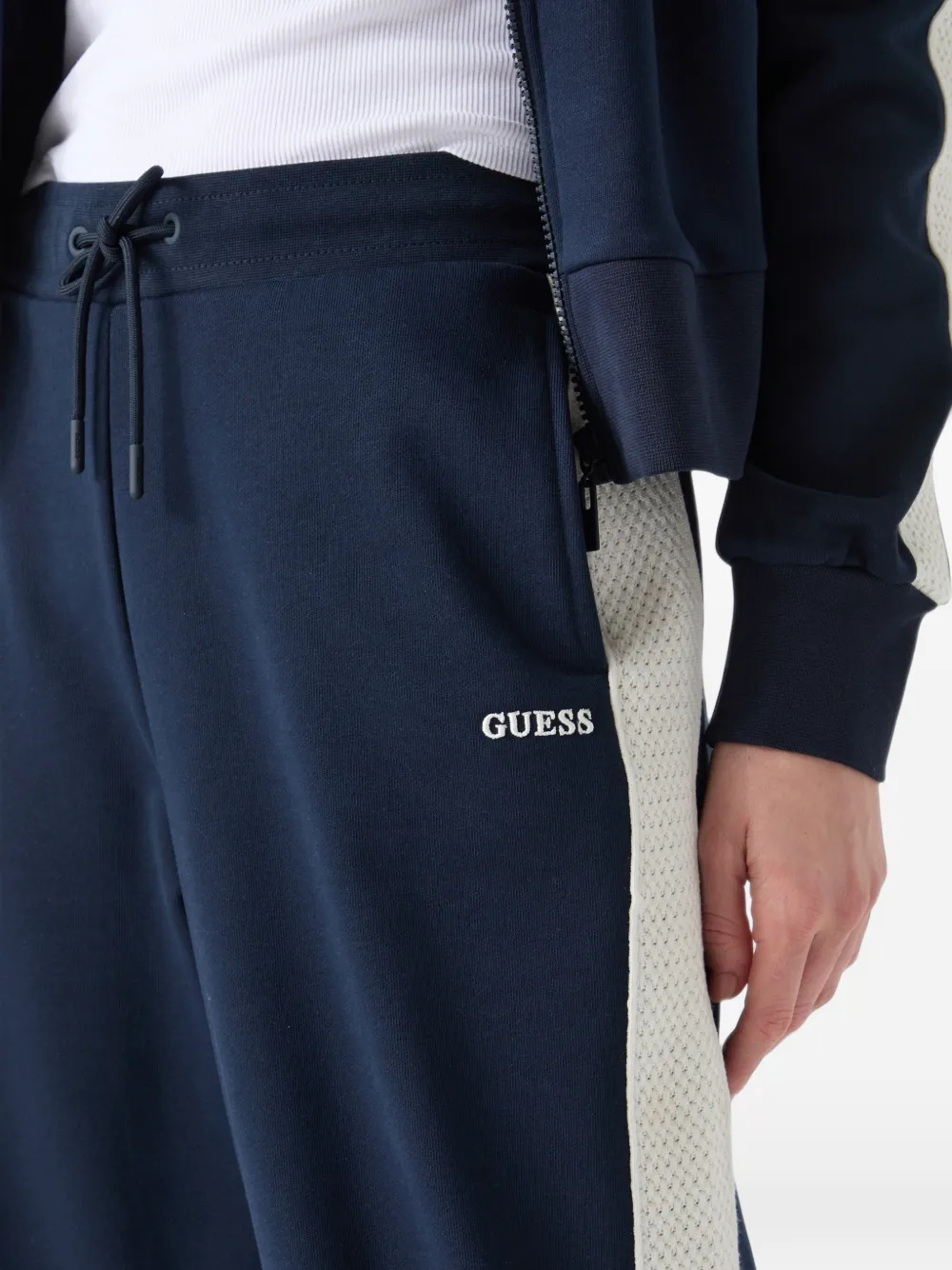 GUESS USA crochet-detail track pants Blauw