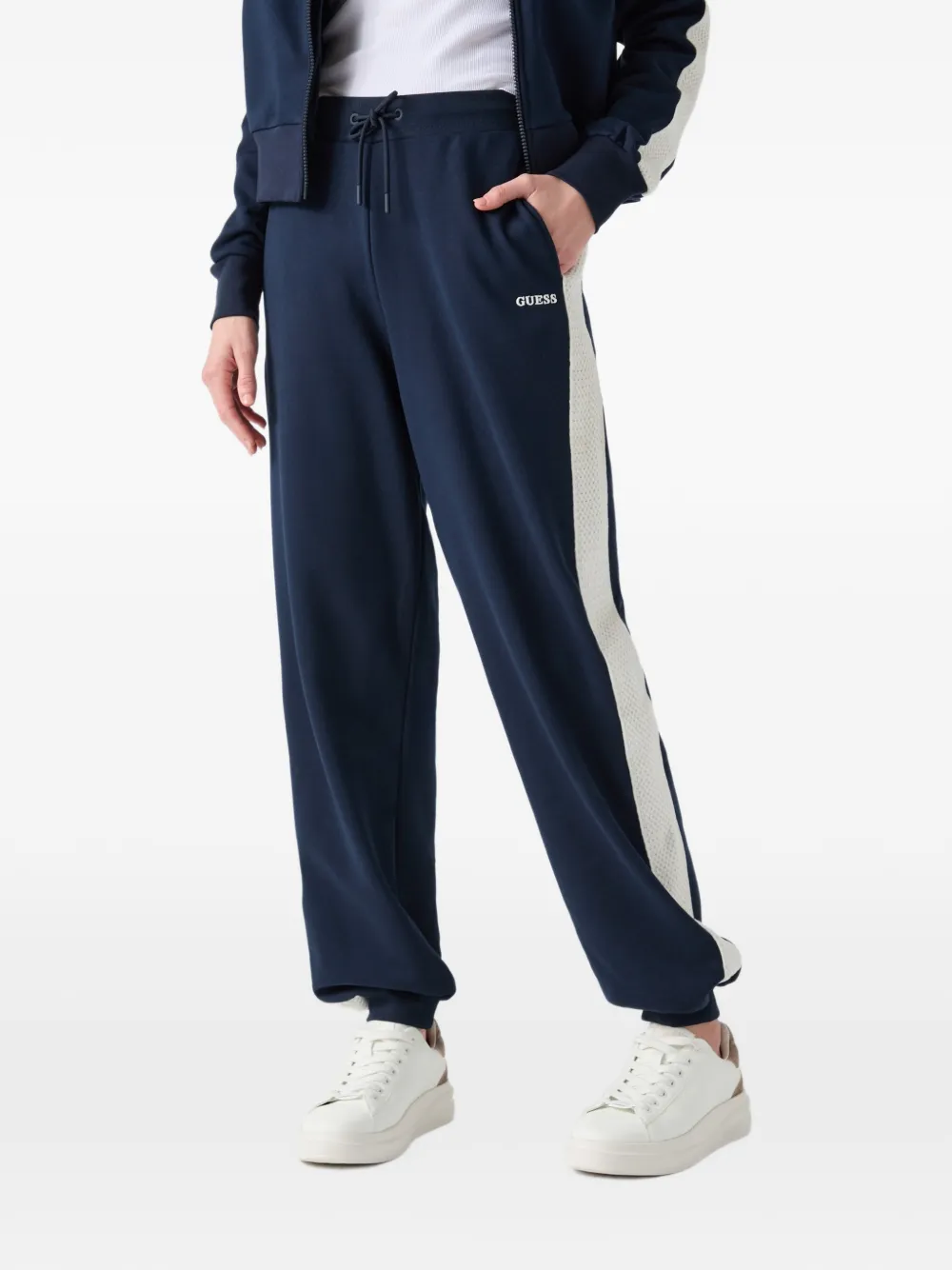 GUESS USA crochet-detail track pants - Blu