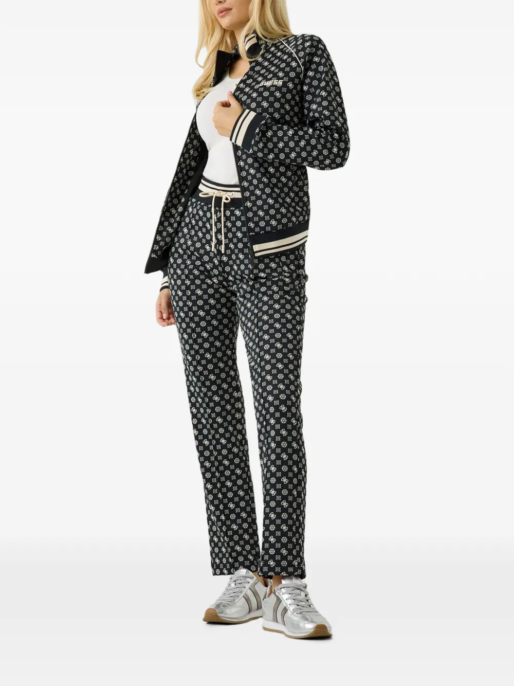 GUESS USA full zip scuba sweatshirt Zwart