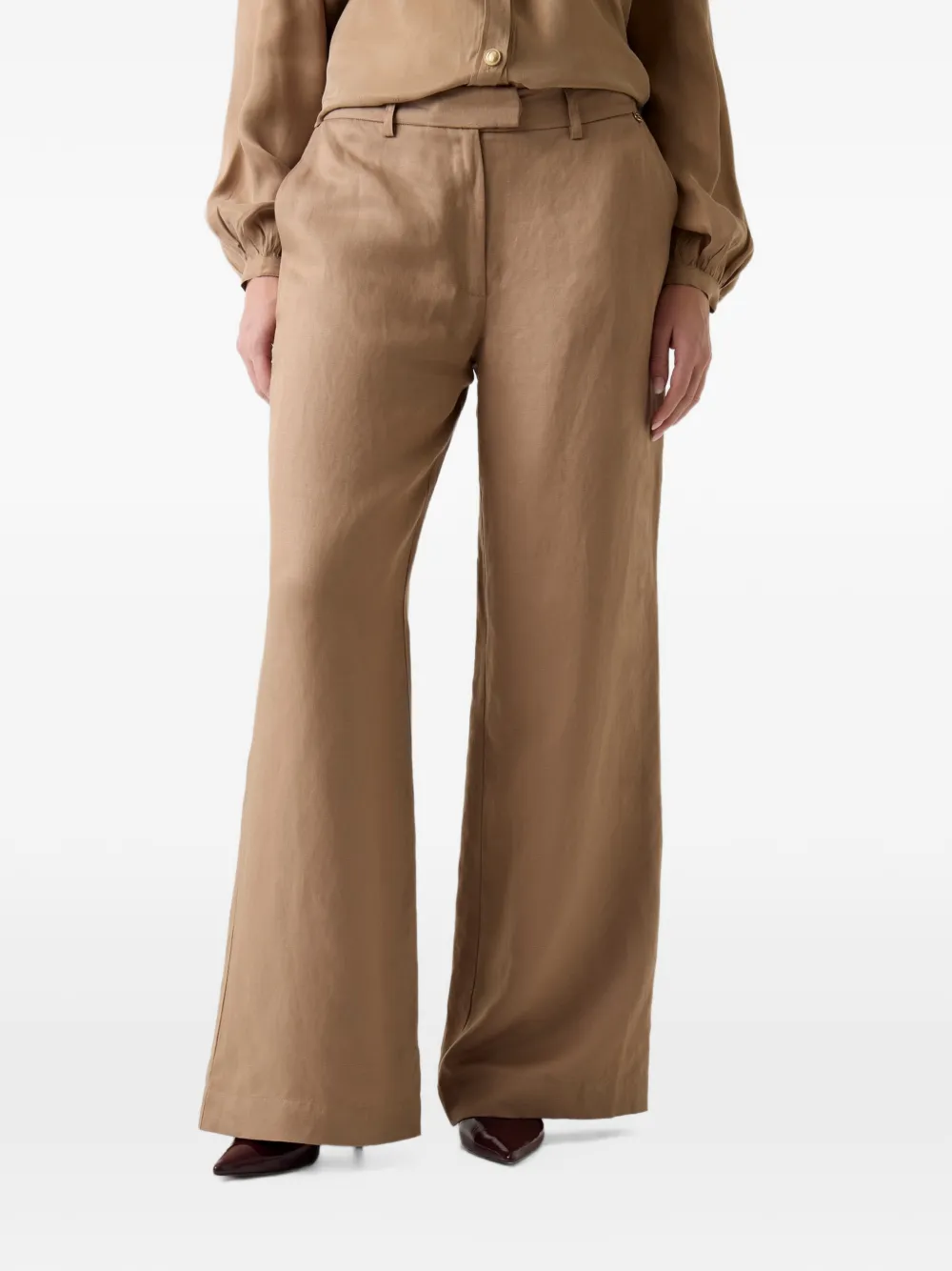 GUESS USA linen-blend flare pants Beige