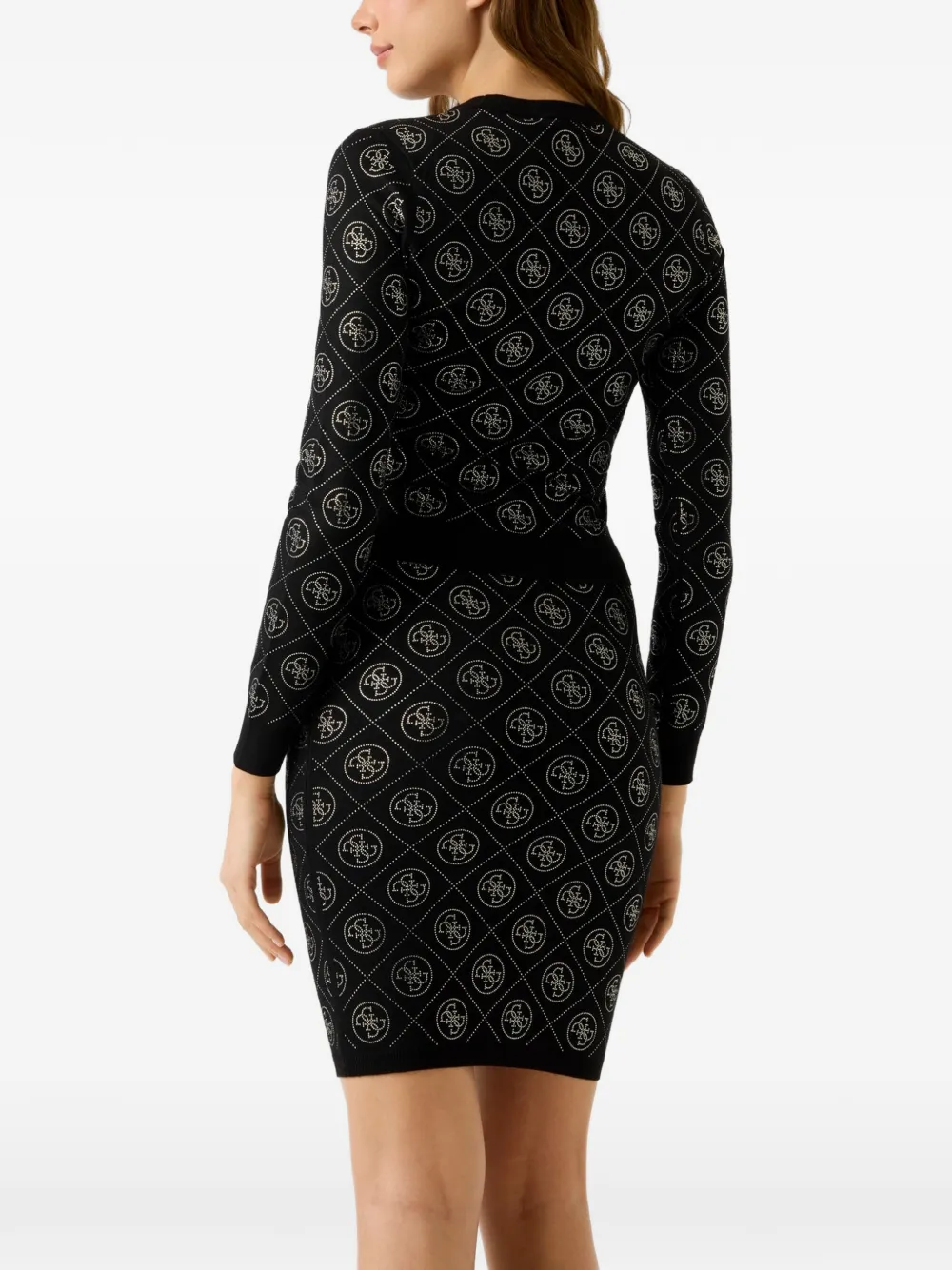 GUESS USA 4G rhinestones sweater Zwart