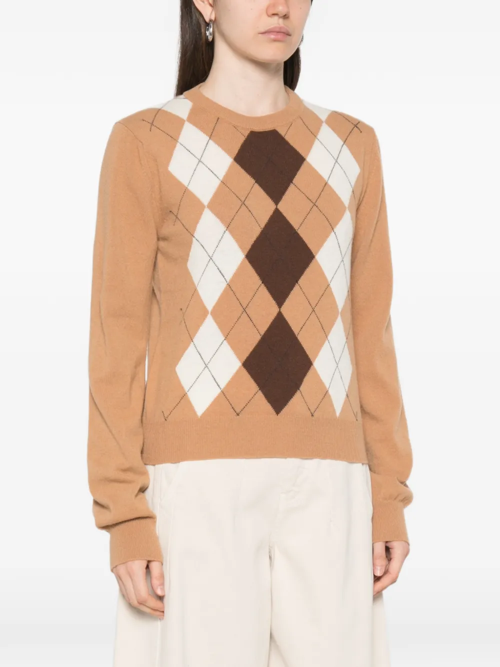 Jucca Trui met ronde hals en argyle-patroon Beige