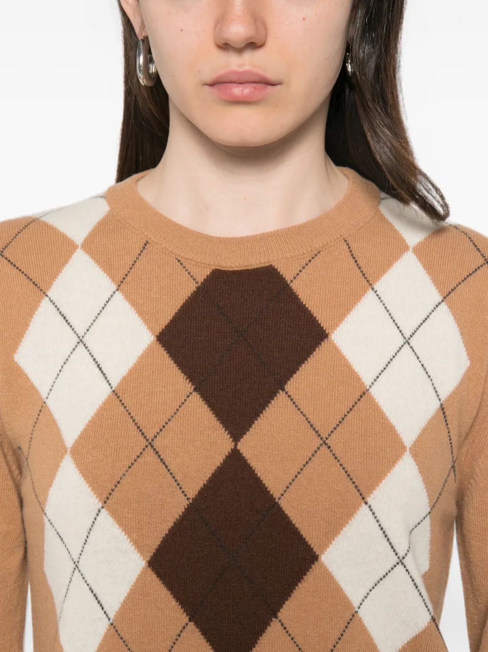 Jucca Trui met ronde hals en argyle-patroon Beige