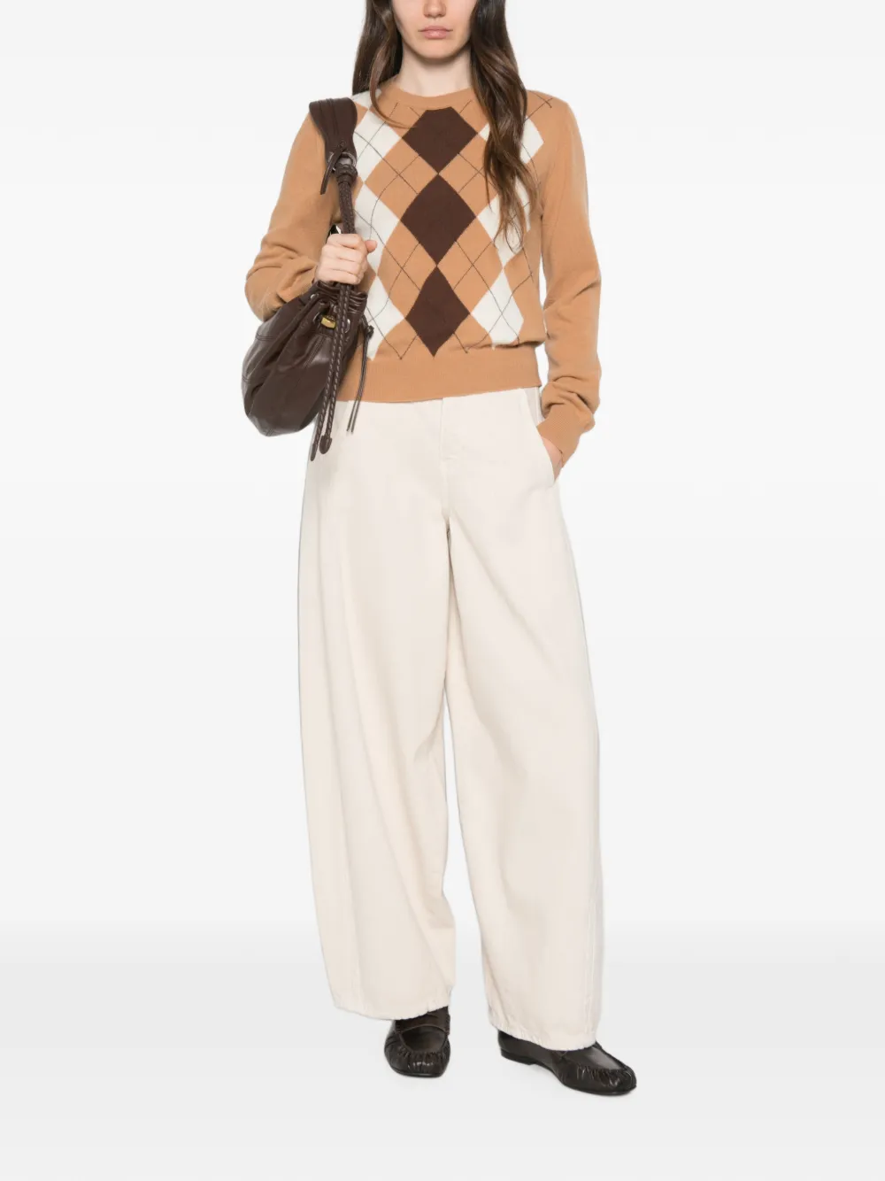 Jucca Trui met ronde hals en argyle-patroon Beige
