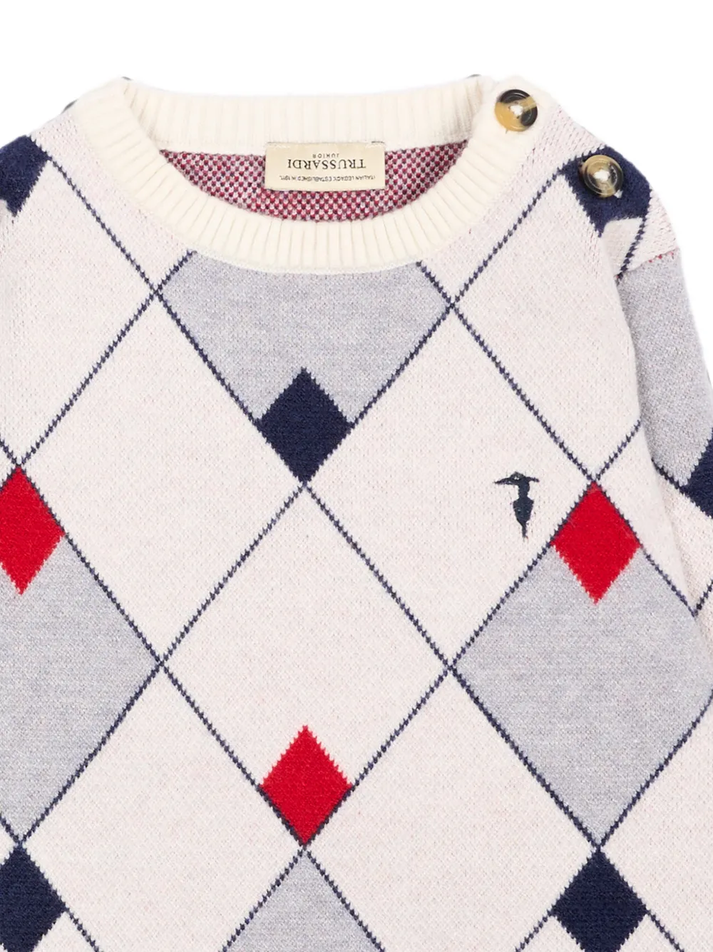 TRUSSARDI JUNIOR Trui met argyle-patroon en knopen op de schouders Beige