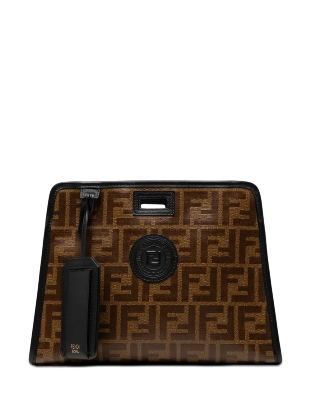 Fendi Pre-Owned 2010-2026 Small Zucca Coated Canvas Peekaboo Defender clutch bag - Marrone