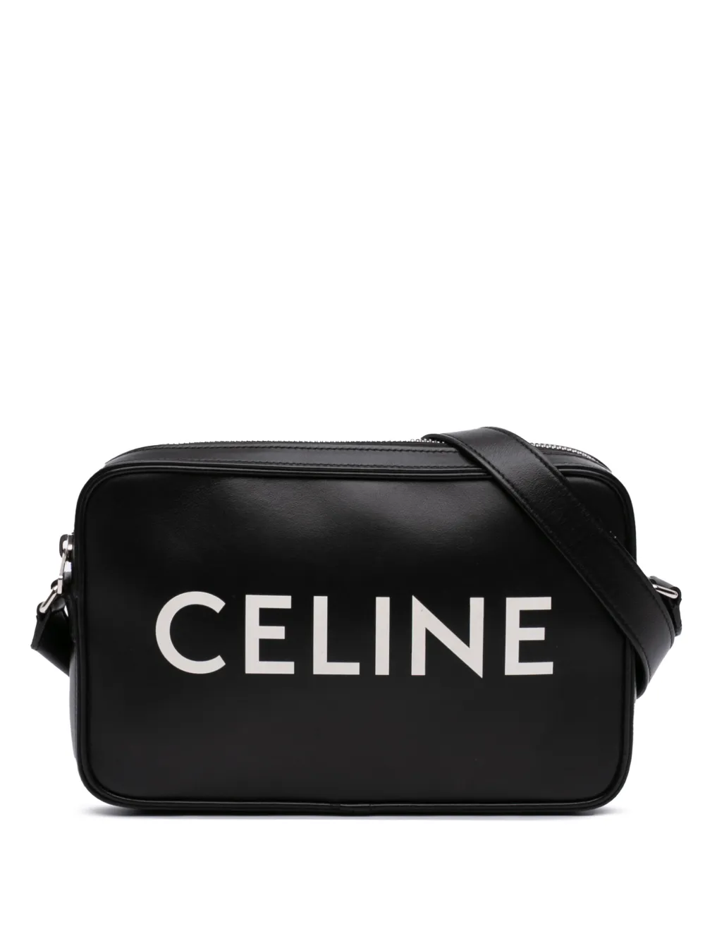 Celine Pre-Owned 2022 Smooth Calfskin Logo Messenger Bag crossbody bag - Nero