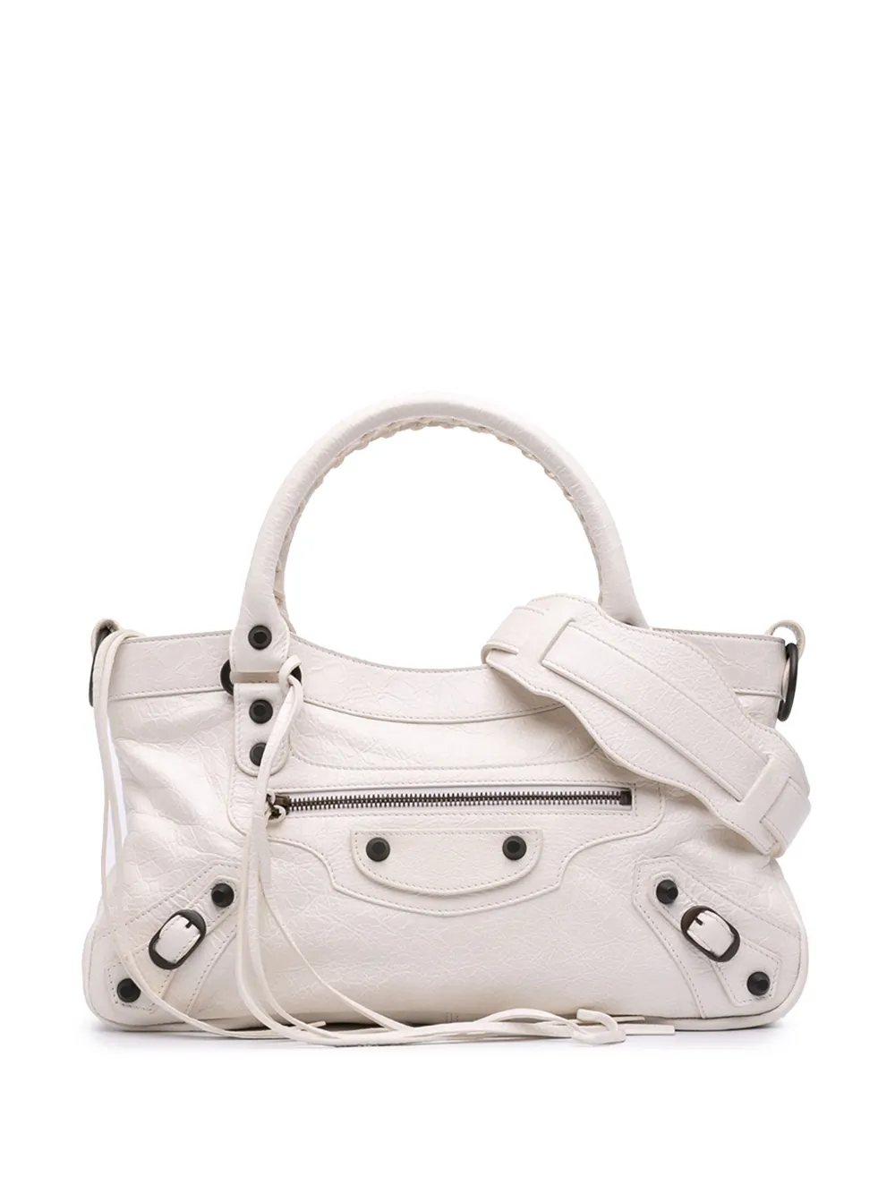 Balenciaga Pre-Owned 2012 Lambskin Motocross Classic First satchel - Bianco