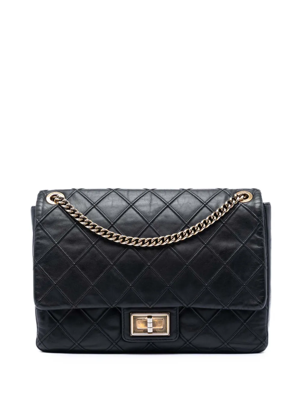 CHANEL Pre-Owned 2012-2013 Large Diamond Debossed Calfskin Reissue 2.55 Cosmos Flap shoulder bag - Nero