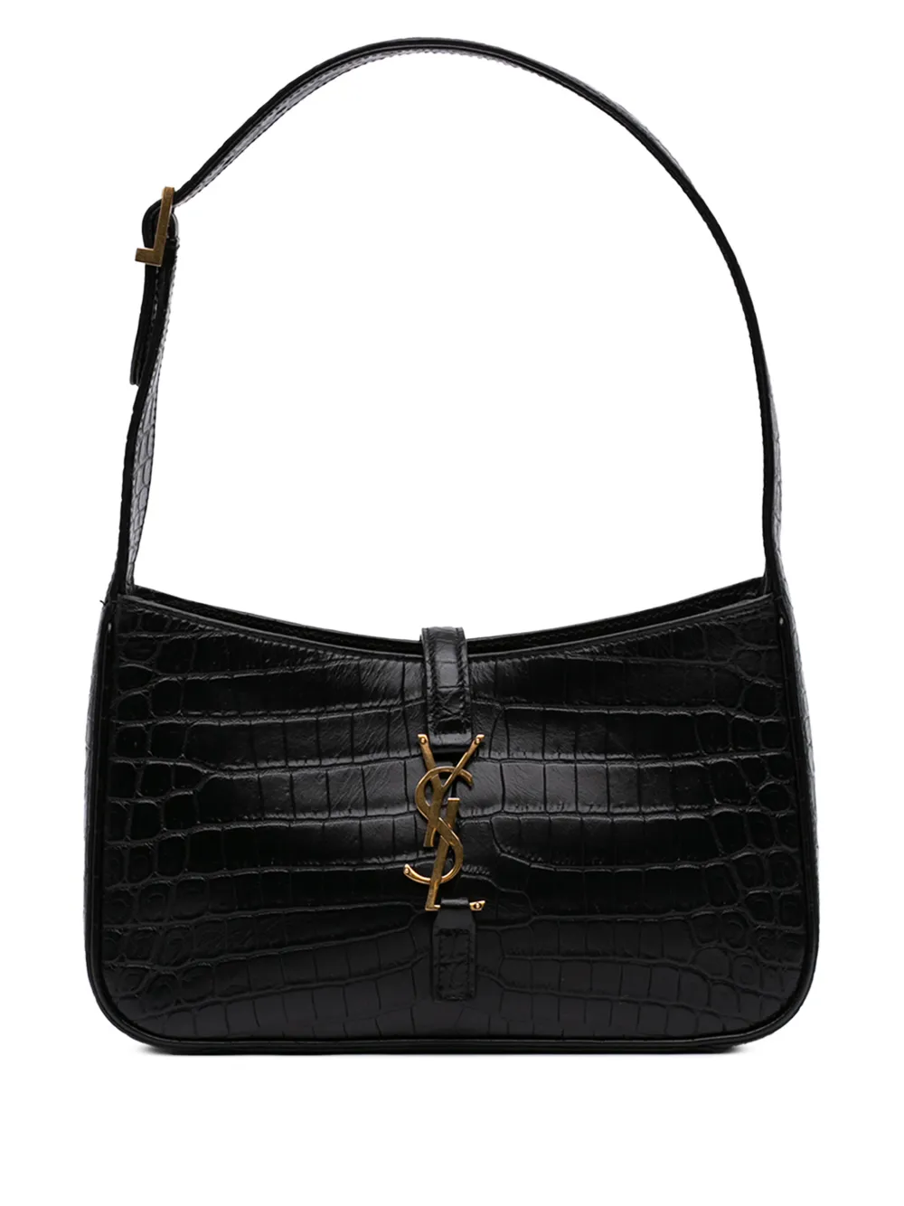Saint Laurent Pre-Owned 2022 Croc Embossed Leather Le 5 A 7 shoulder bag - Nero
