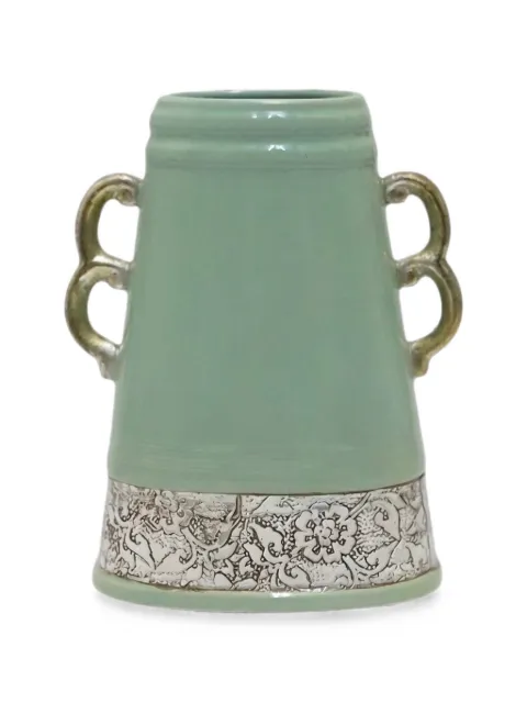 ENZO DE GASPERI floral-embossed twin-handle vase