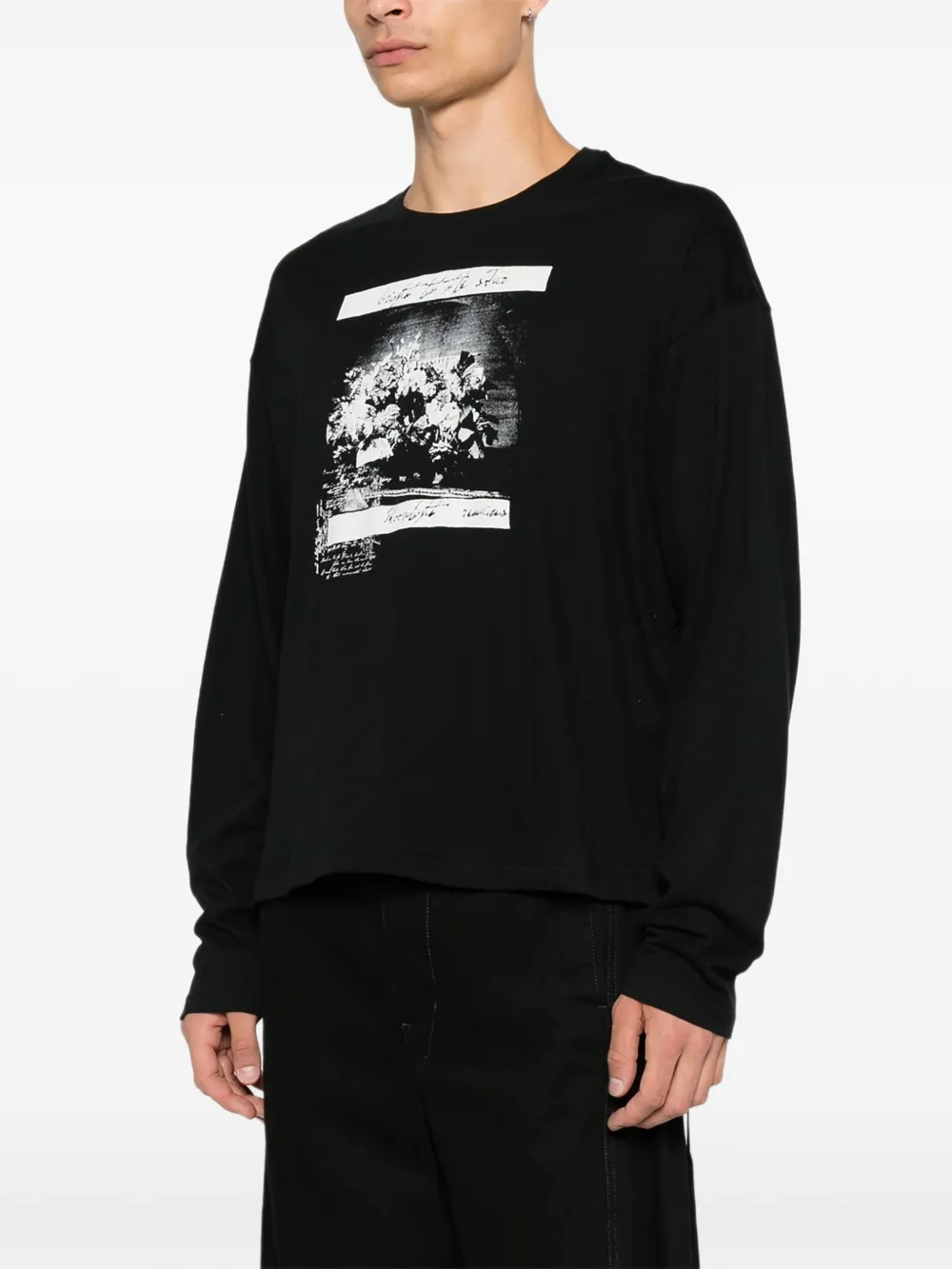 Ann Demeulemeester graphic-print long-sleeve Top | Black | FARFETCH
