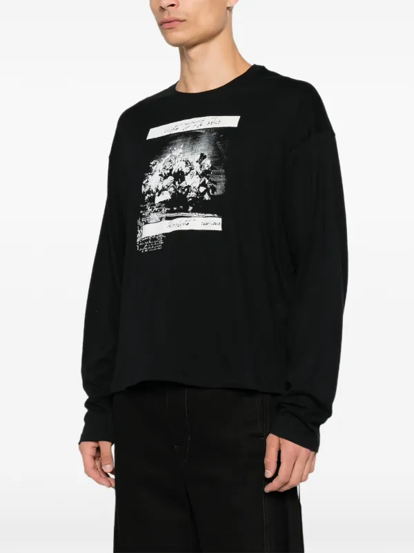 Ann Demeulemeester graphic-print long-sleeve Top | Black | FARFETCH HK