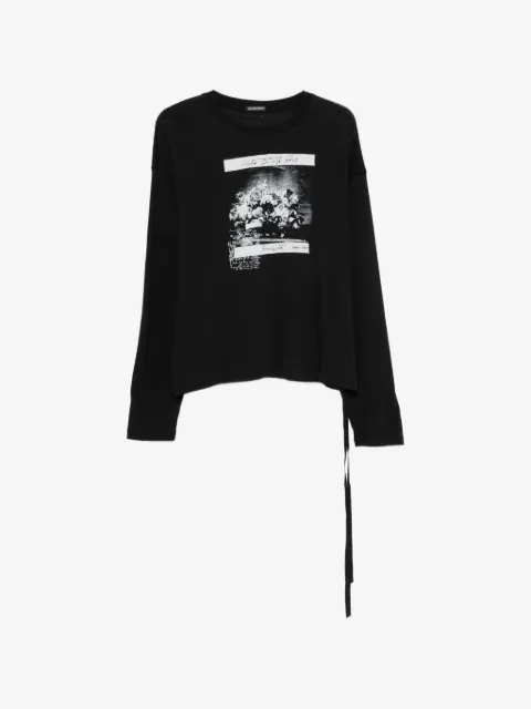 Ann Demeulemeester top manga larga con estampado gráfico