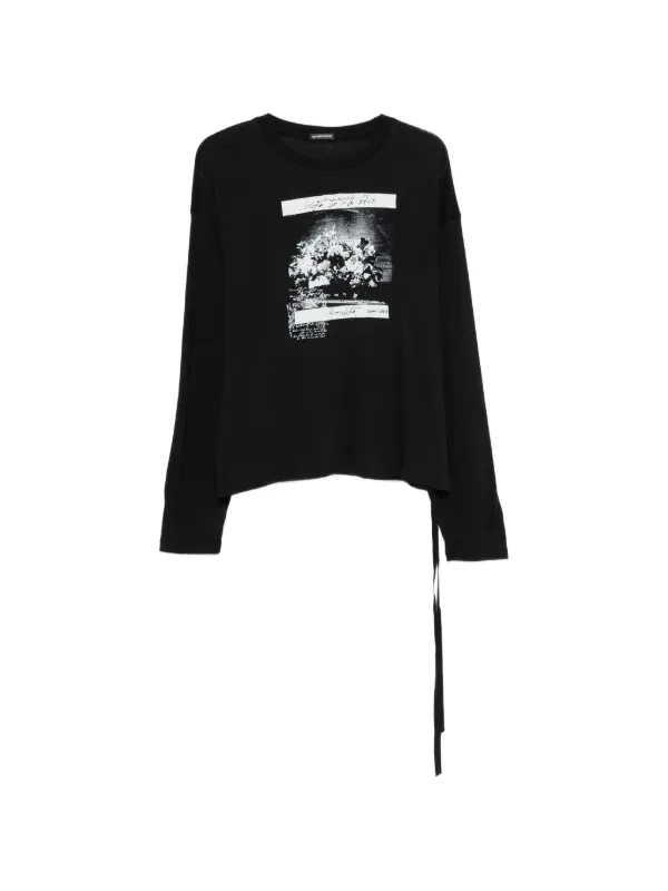 Ann Demeulemeester graphic-print long-sleeve Top | Black | FARFETCH HK