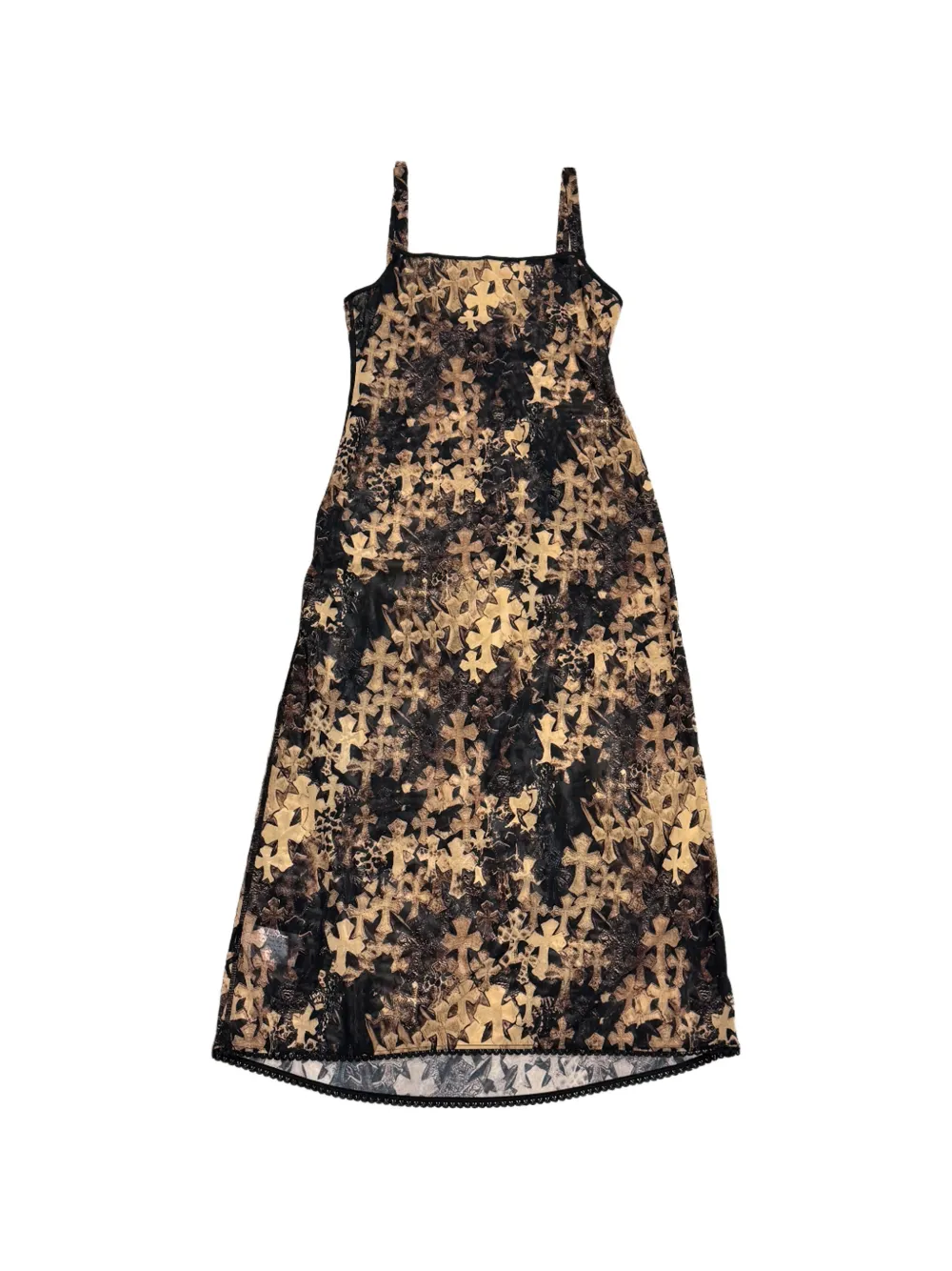 Chrome Hearts Mesh jurk met gekruiste print Beige