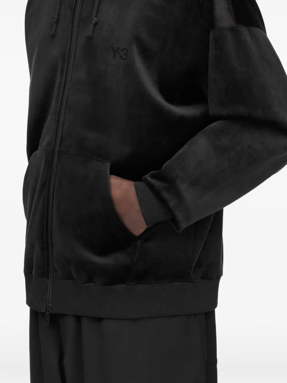 Y-3 Hoodie met fluwelen logoprint Zwart