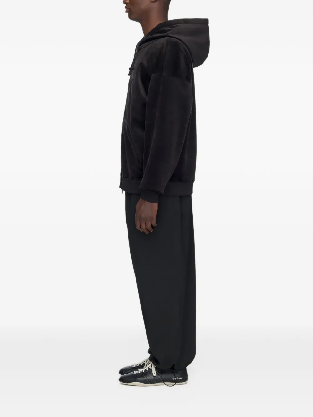 Y-3 Hoodie met fluwelen logoprint Zwart