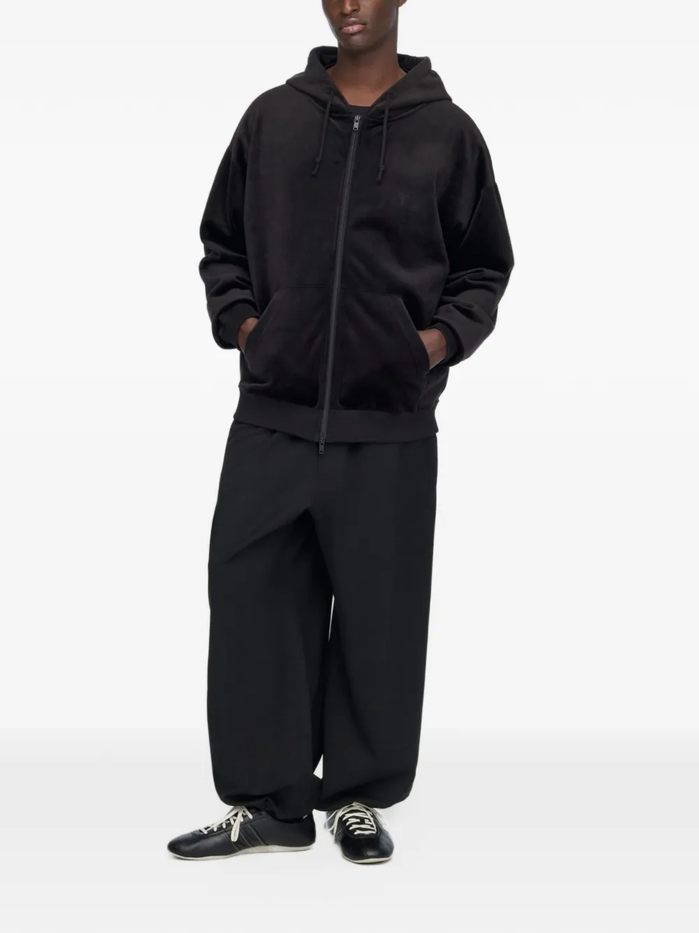 Y-3 Hoodie met fluwelen logoprint Zwart
