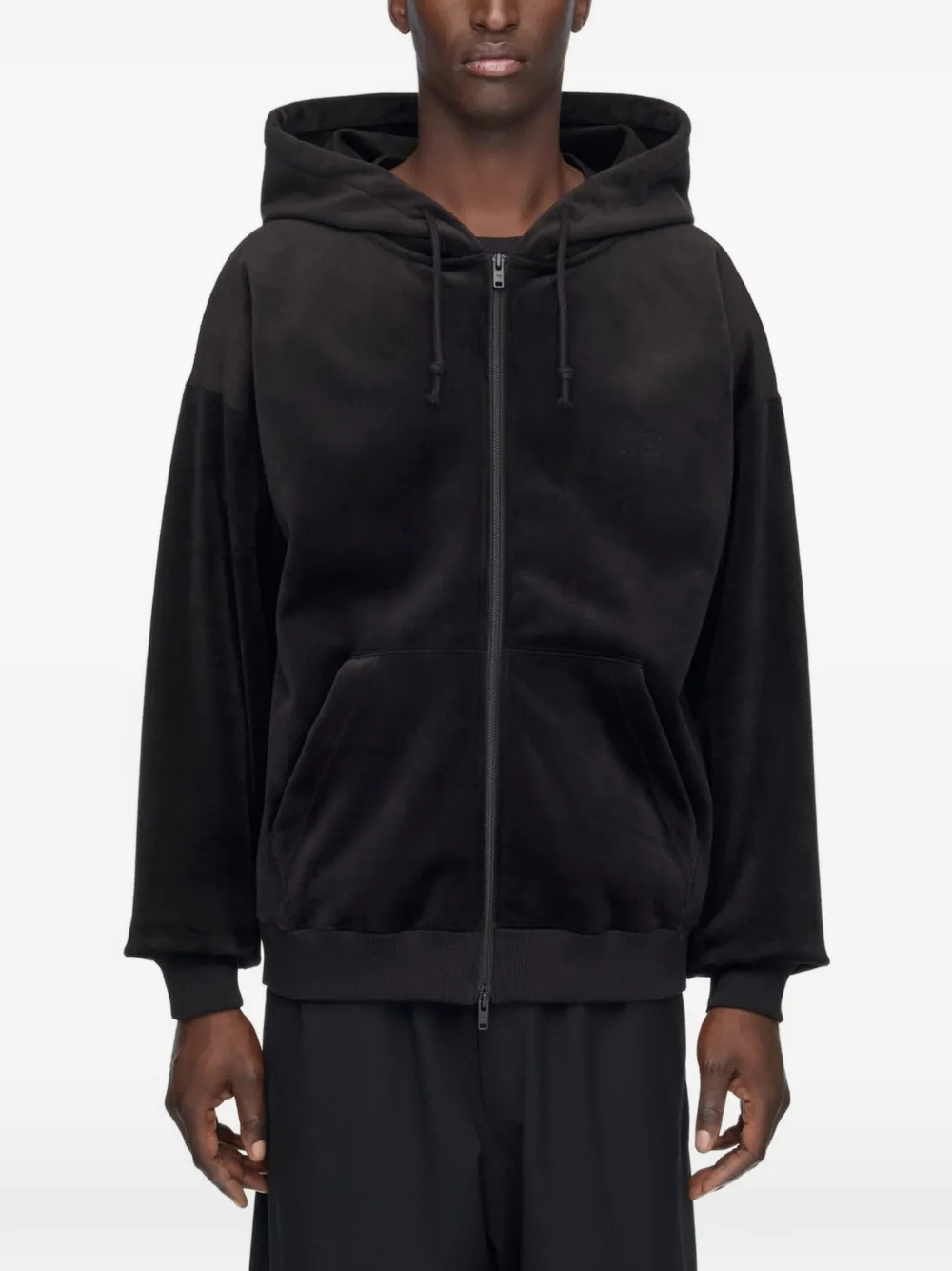 Y-3 Hoodie met fluwelen logoprint Zwart