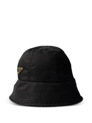 Prada triangle-logo Velvet Bucket Hat | Black | FARFETCH