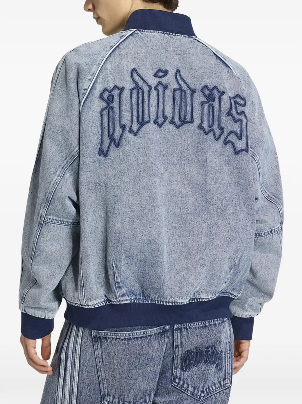 adidas logo-embroidered denim jacket Blauw
